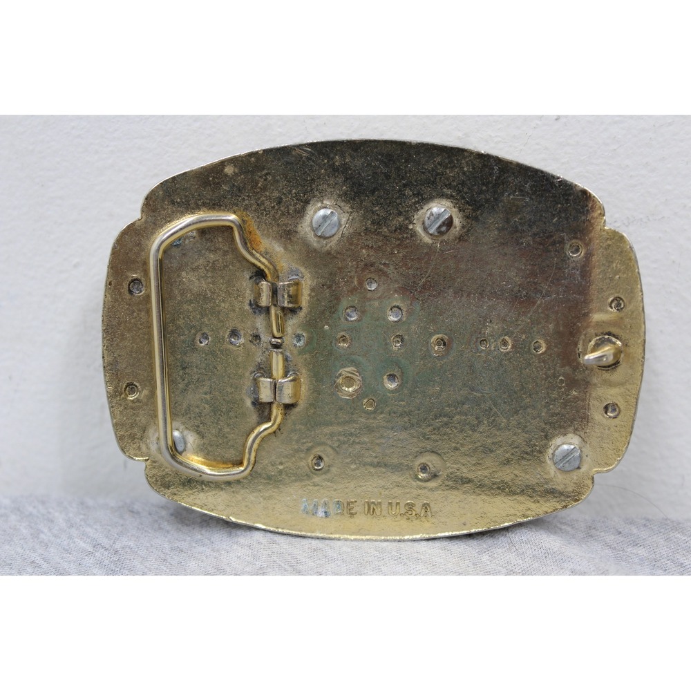 Unbranded Belt Buckle Mens Gold Rooster Cockfighting Vintage Western USA Made - Picture 4 of 5